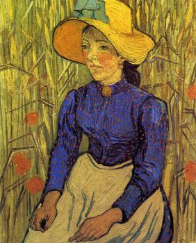 Girl with Straw Hat,Sitting in the Wheat